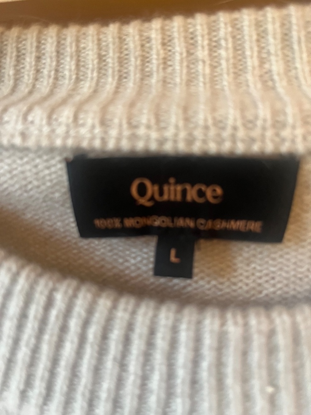 Quince Oatmeal Cashmere Sweater, L - Picture 2 of 3